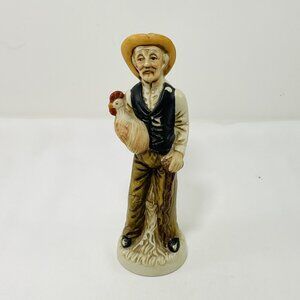 Vintage UCGC Figurine Man Farmer Western Cowboy Countryside Chicken Rooster Dad